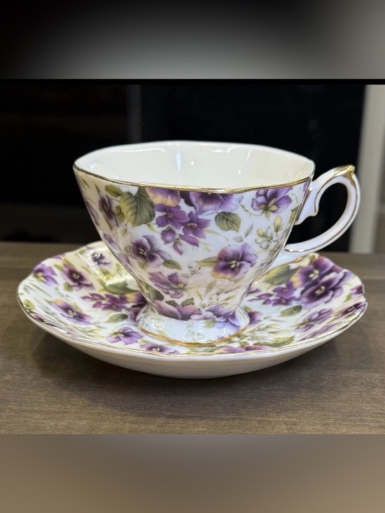 Fielder Other - Floral Fine Porcelain Cup & Saucer Set Purple
Violets, Gold Trim, Fielder
